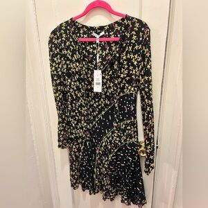 Derek Lam 10 Crosby Black Dress with Yellow Floral Print